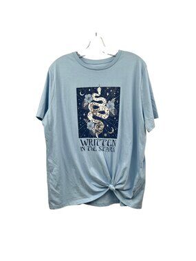 THEREABOUTS Womnes Graphic T-Shirt Blue/Multi Tie Hem Size 3XL